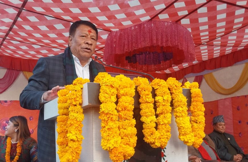 मन्त्री सिंह द्वारा भवन शिलान्यास साथै पार्टी सम्पर्क कार्यालयको उद्धघाटन
