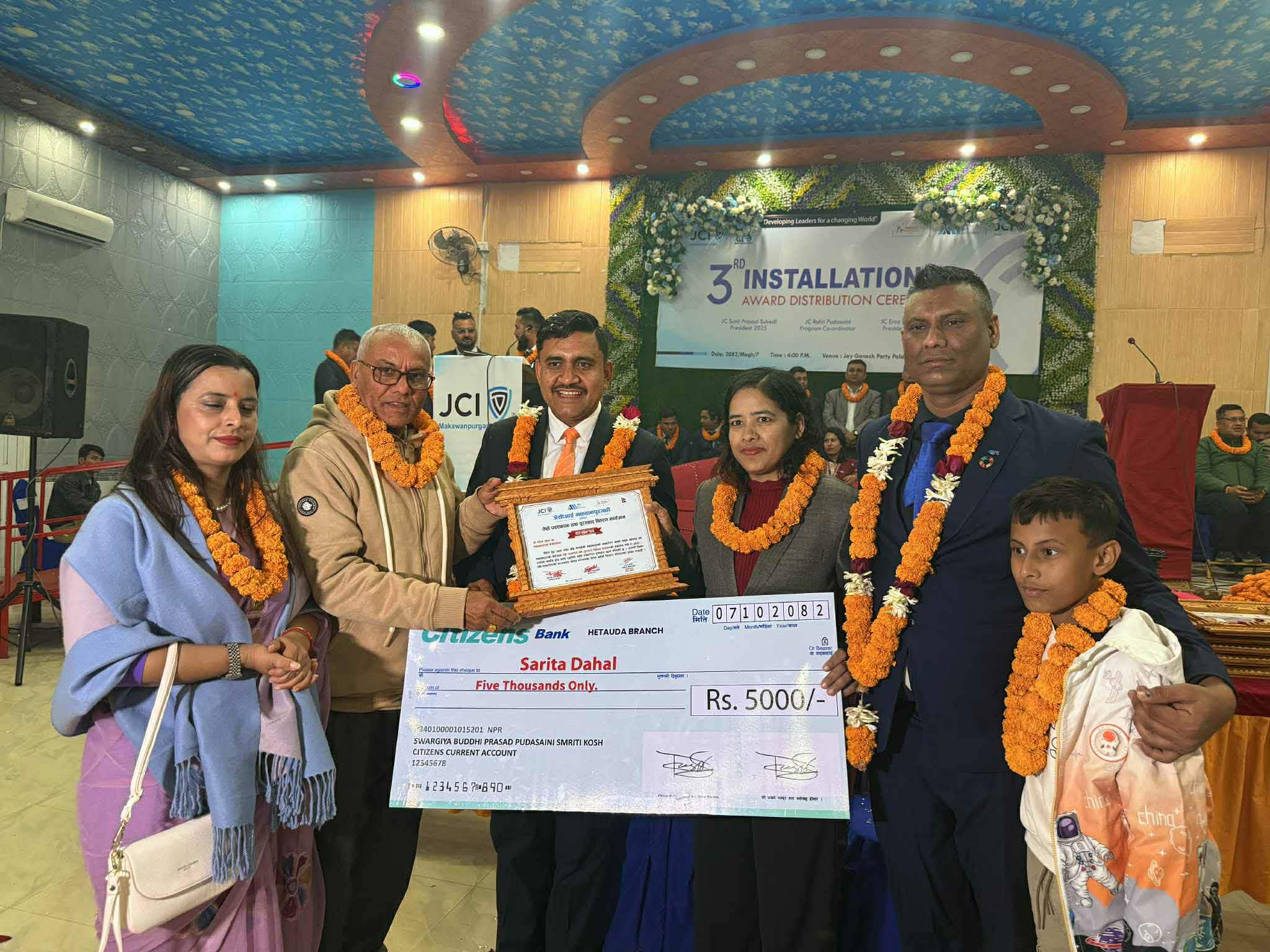 मकवानपुरगढी जेसिजको तेस्रो पदस्थापना सम्पन्न, पत्रकार सरिता दाहाल सम्मानित
