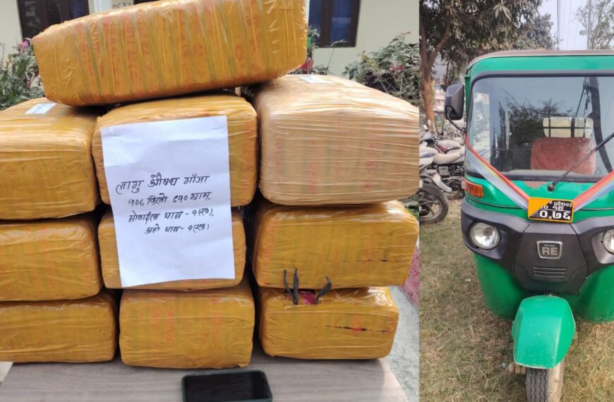 मकवानपुरको मनहरीमा अटो चेकजाँच गर्दा ठूलो परिमाणमा गाँजा फेला दुई जना पक्राउ