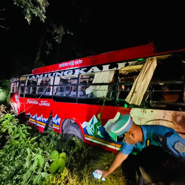 स्टेरिङको टाइरड भाँचिँदा मकवानपुरमा यात्रुवाहक बस दुर्घटना, पाँच जना घाइते